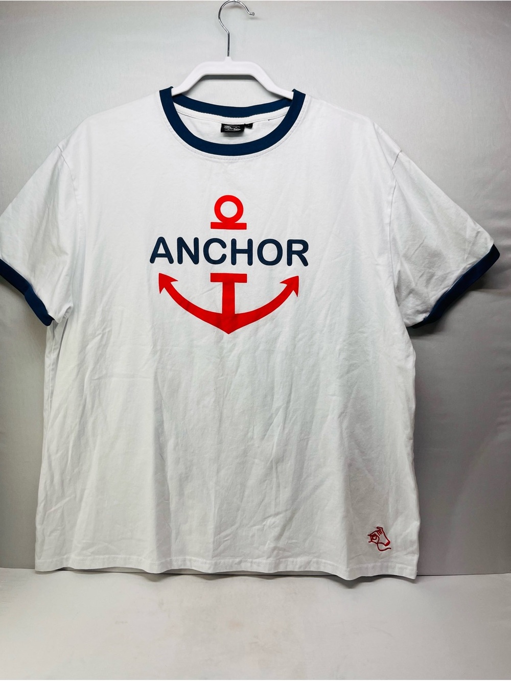 Anchor Logo Ringer Tee - White/Navy